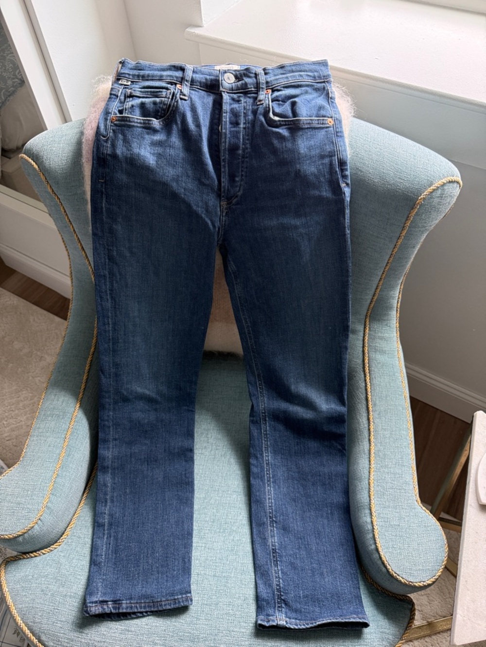 Classic Dark Wash Straight Leg Jeans - Blue